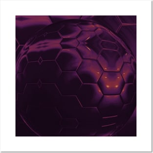 Magenta Beehive Futuristic Honeycomb Posters and Art